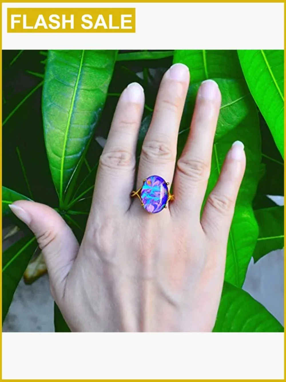 Swirl Color Change Mood Ring, 24K Gold Plated, Adjustable Oval Ring